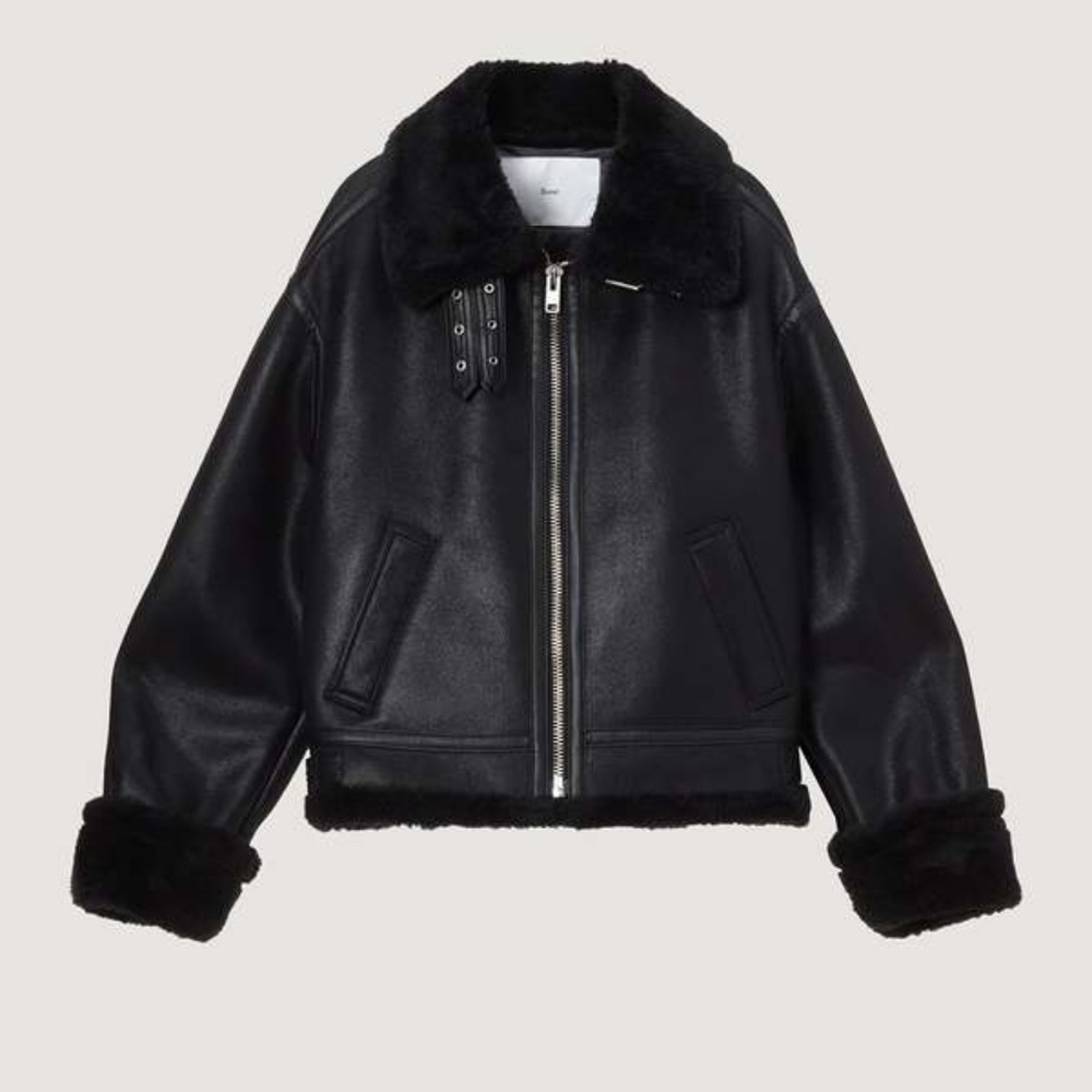 Dunst Black Leather and Shearling Jacket - Picture 3 of 4